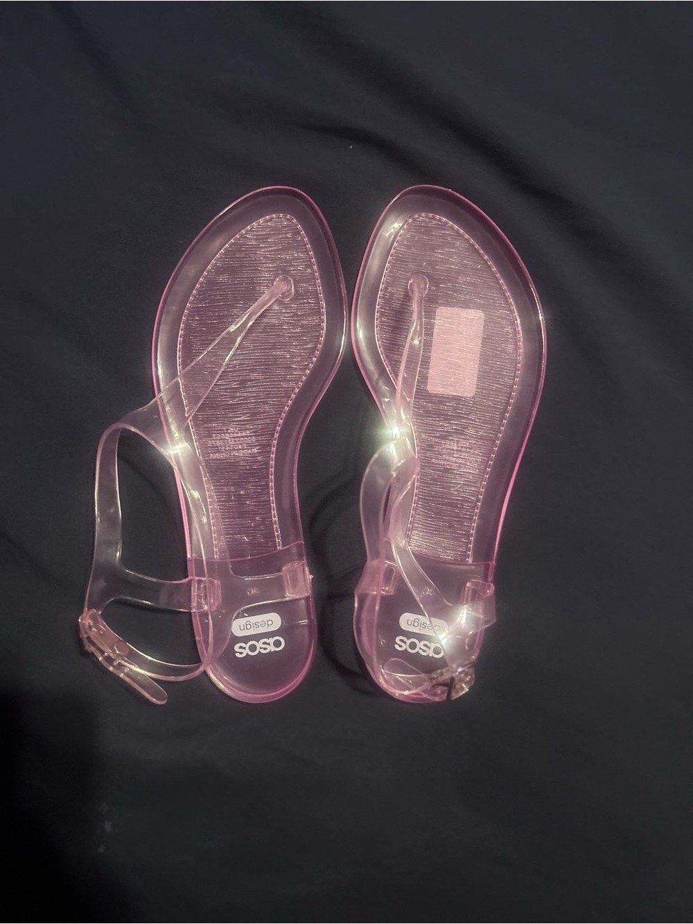 ASOS Pink Transparent Jelly T-Strap Sandals